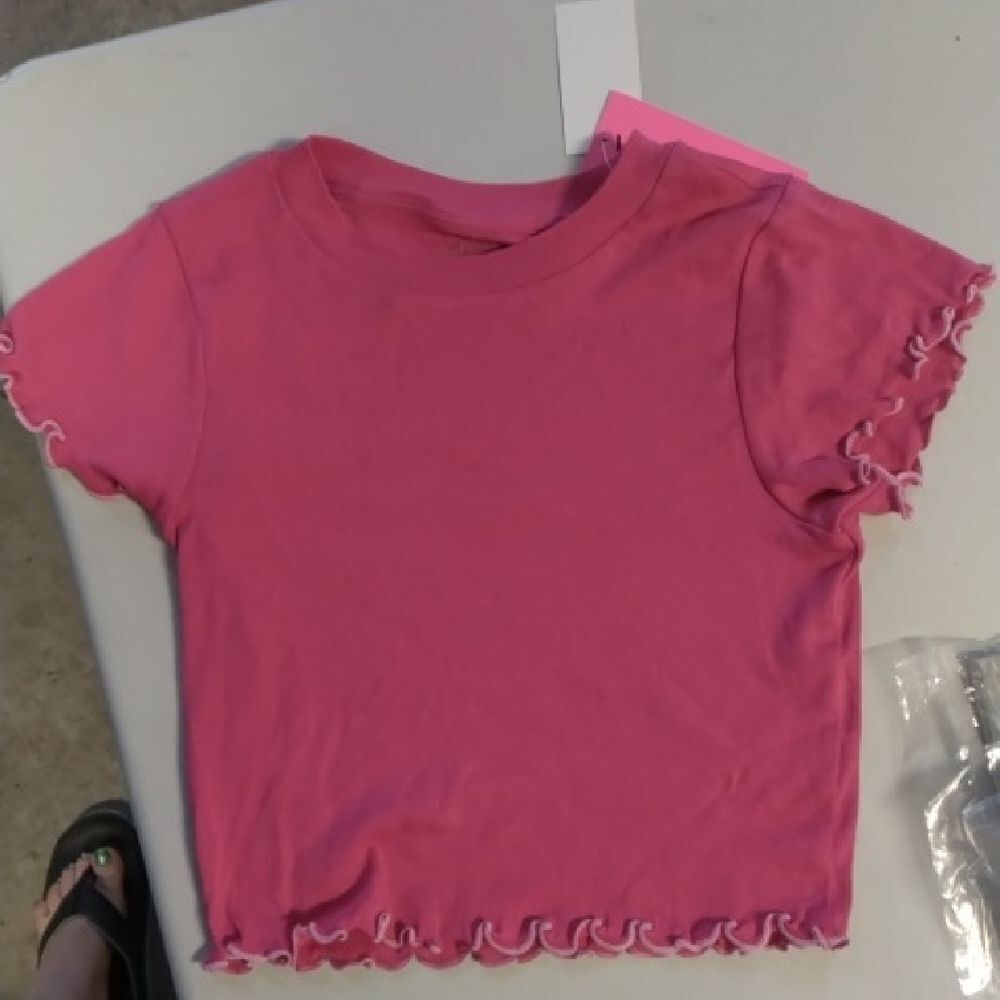 Pink Ruffle Trim Kids T-Shirt